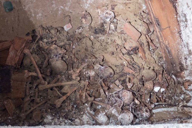 Huesos encontrados en la bóveda
