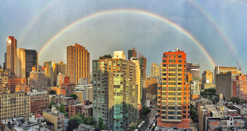 Погода: Двойная радуга в Нью-Йорке