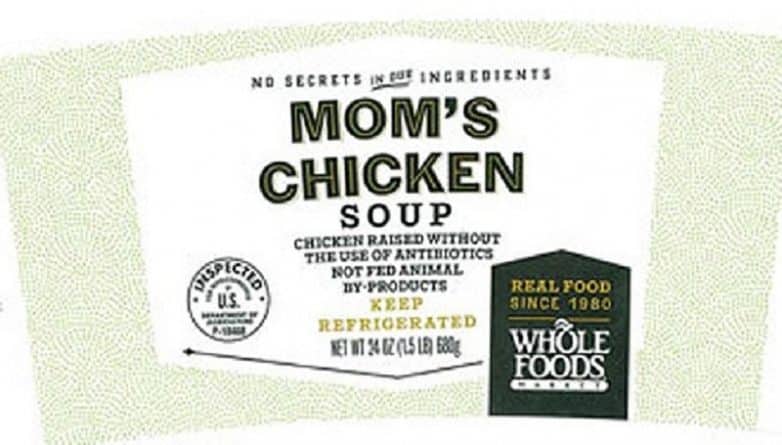Полезное: Компания отзывает партию куриного супа, поставляемого в магазины Whole Foods
