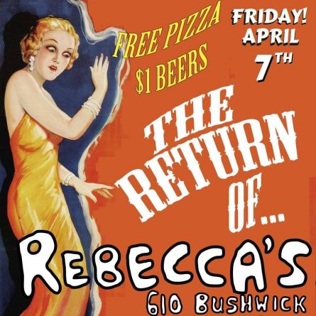 Бесплатная пицца и пиво за  от бара Rebecca’s сегодня вечером