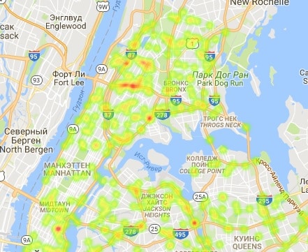 Стали известны самые опасные места по числу автомобильных аварий в Нью-Йорке