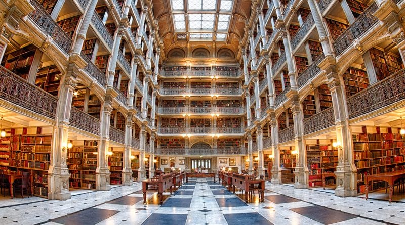 Путешествия: Путешествуем по США: библиотека Джорджа Пибоди, Балтимор, штат Мэриленд