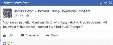 Общество: Мужчину уволили из-за поста в Facebook, где он планировал «въехать в толпу протестующих»