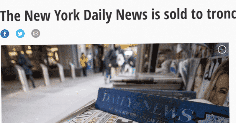 Бизнес: Издание New York Daily News продано за 1 доллар