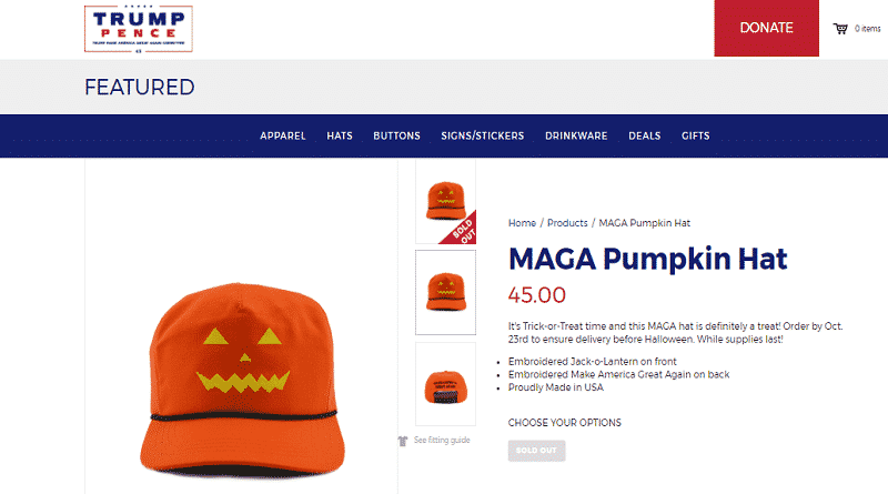 Общество: Трамп продает тематические кепки MAGA к Хэллоуину