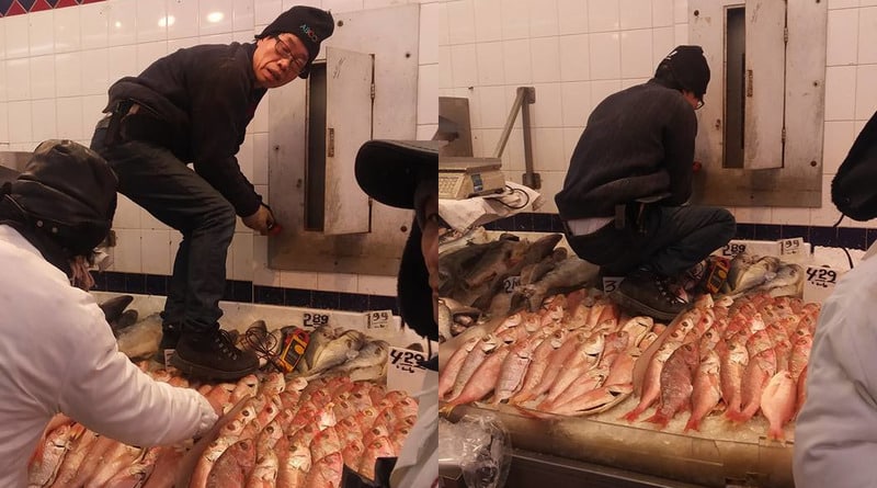 Локальные новости: В Чайна-тауне (Нью-Йорк) работник топтался по рыбе, лежавшей на прилавке