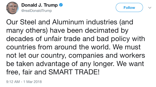 Бизнес: Трамп планирует ввести налог на импорт стали и алюминия