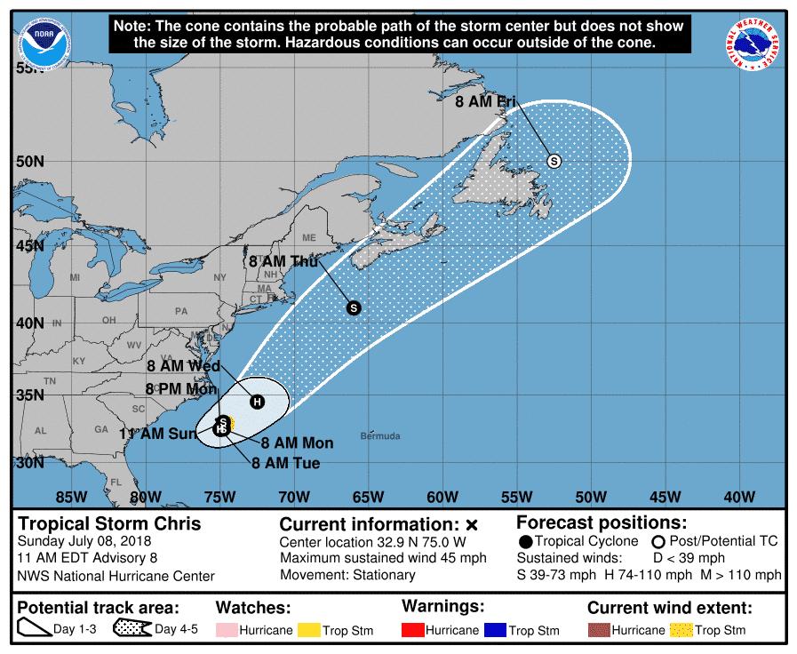 Погода: Недалеко от побережья США сформировался мощный шторм Крис, и вскоре он станет ураганом рис 2