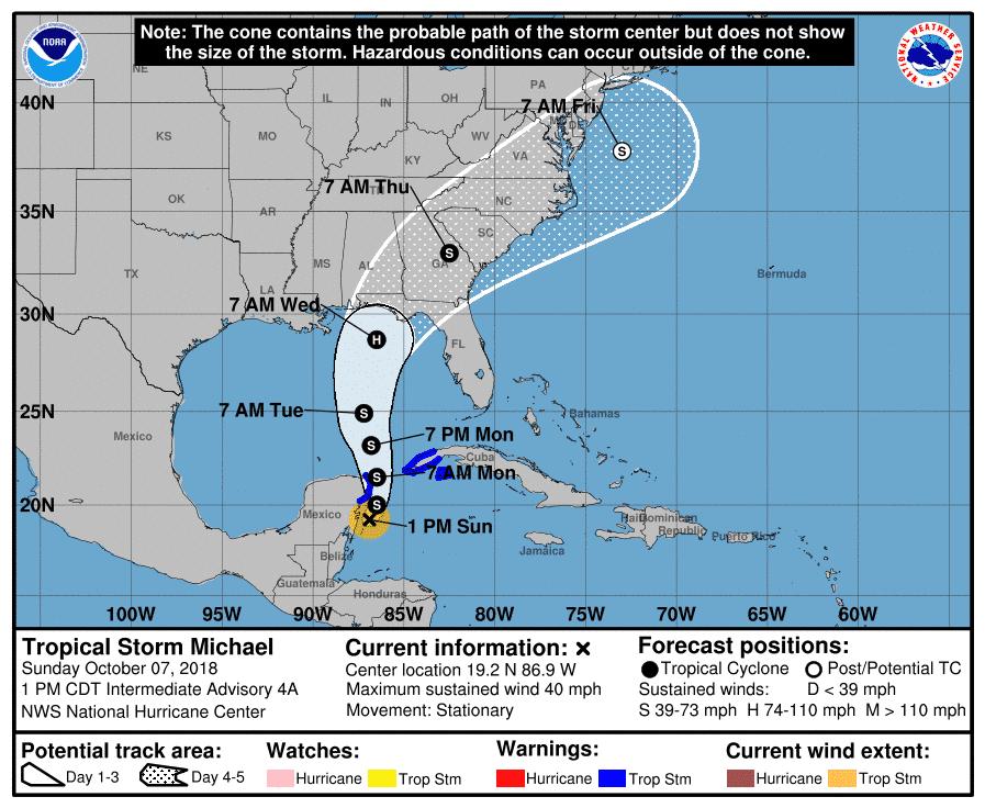 Погода: К Флориде идет шторм «Майкл», сформировавшийся у берегов Мексики
