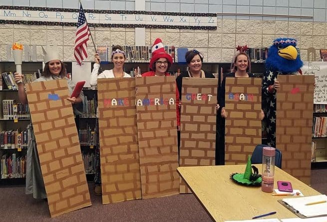 Закон и право: Учителя начальной школы оделись в костюмы пограничной стены MAGA на Хэллоуин