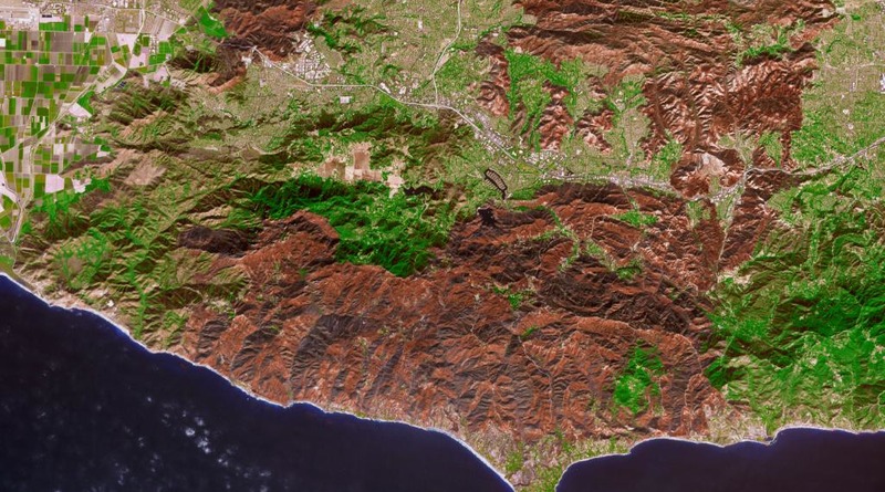 Наука: Калифорнийский лесной пожар оставил «шрам» на Земле, который виден из космоса (фото)