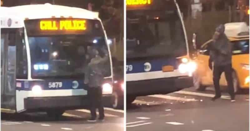 Происшествия: Разъяренный мужчина напал на автобус МТА