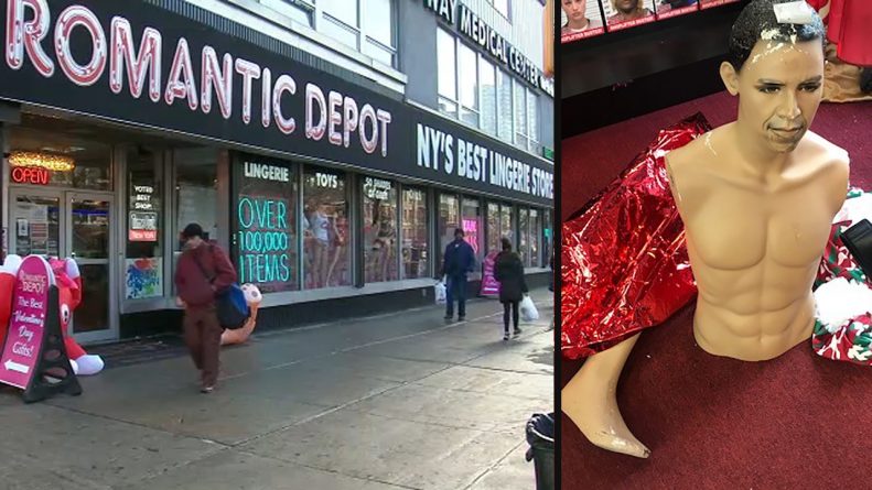 Локальные новости: В Нью-Йорке мужчина разбил витрину магазина и напал на манекен Барака Обамы