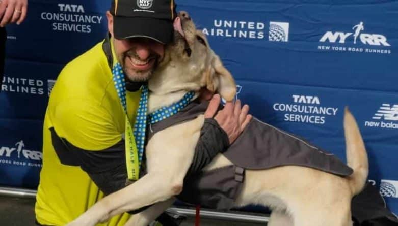 Локальные новости: Трио собак-поводырей помогло мужчине стать первым в истории незрячим, пробежавшим NYC Half Marathon
