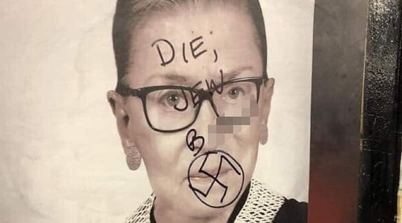 Локальные новости: «Умри, еврейская с…а!»: вандалы надругались над плакатом судьи Рут Гинзбург в метро Нью-Йорка