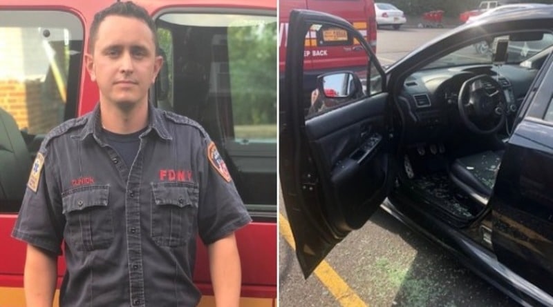 Локальные новости: В Нью-Йорке пожарный разбил молотком окно запертого автомобиля, чтобы спасти ребенка