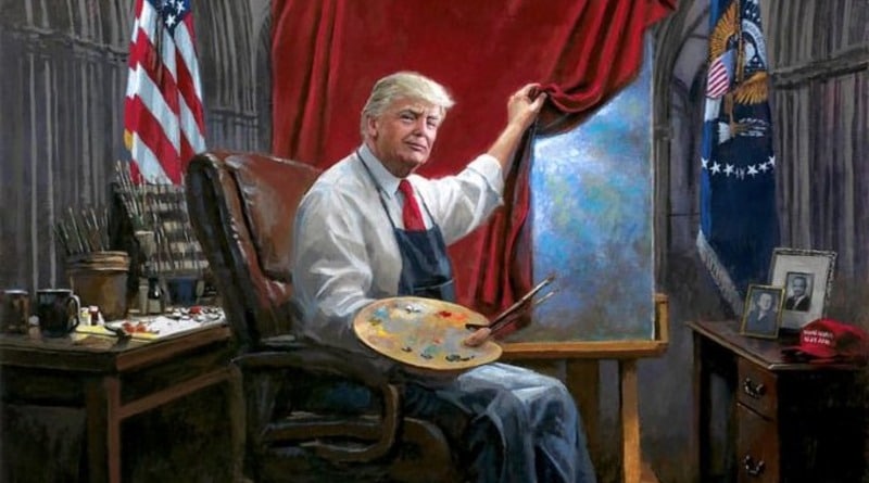 Искусство: Художник написал портрет Трампа и назвал его «Шедевр». Соцсети немедленно отреагировали мемами