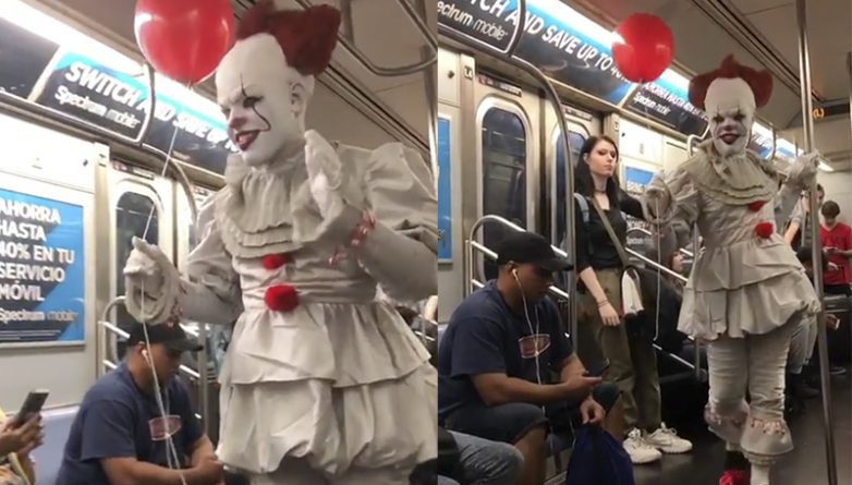 Локальные новости: В метро Нью-Йорка заметили клоуна Пеннивайза. Ходил по вагону с воздушным шариком и пугал пассажиров