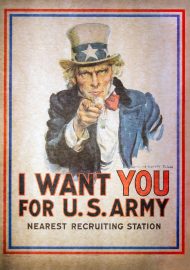 Политика: плакат Дядюшки Сэма, агитирующего вступать в американскую армию