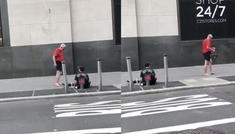 Локальные новости: Трогательный момент: Прохожий отдал свои кроссовки бездомному и пошел домой босиком в Нижнем Манхэттене