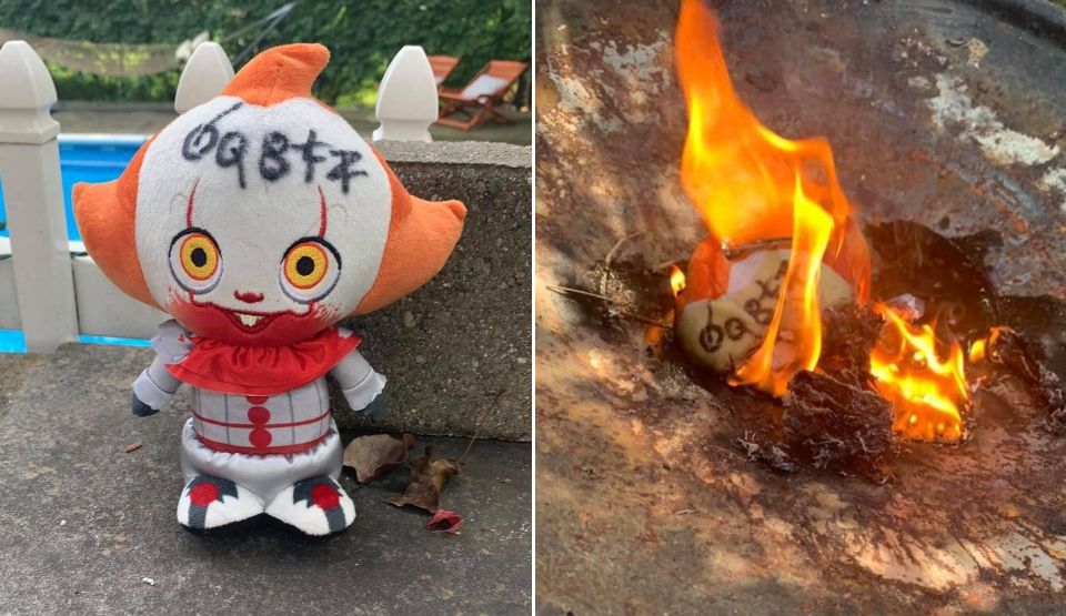 Локальные новости: фотографии куклы, приземлившейся у Рене во дворе до и после того, как она ее подожгла