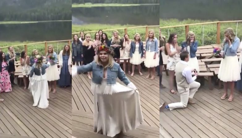 Полезное: На романтичном видео парень сделал девушке предложение на свадьбе друзей. Ему помогли жених и невеста