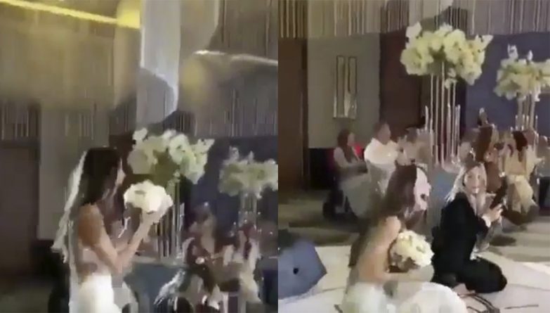 Полезное: На уморительном видео невеста сама поймала свой букет на свадьбе. Все считают, это знак