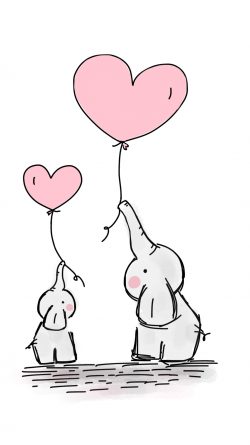 Слоны с воздушными шарами. Рисунок.
