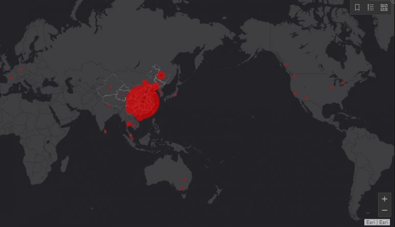 Здоровье: Появился сайт, показывающий распространение коронавируса на карте в режиме реального времени