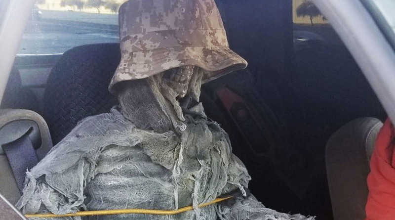 Локальные новости: В США водитель вез на переднем пассажирском сидении скелет в шляпе (фото)