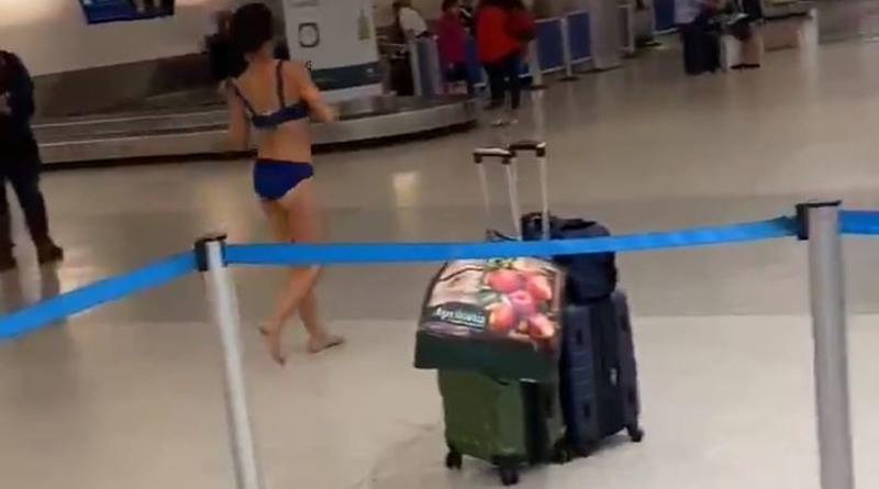 Видео: Женщина устроила стриптиз в зоне получения багажа аэропорта Майами (видео)