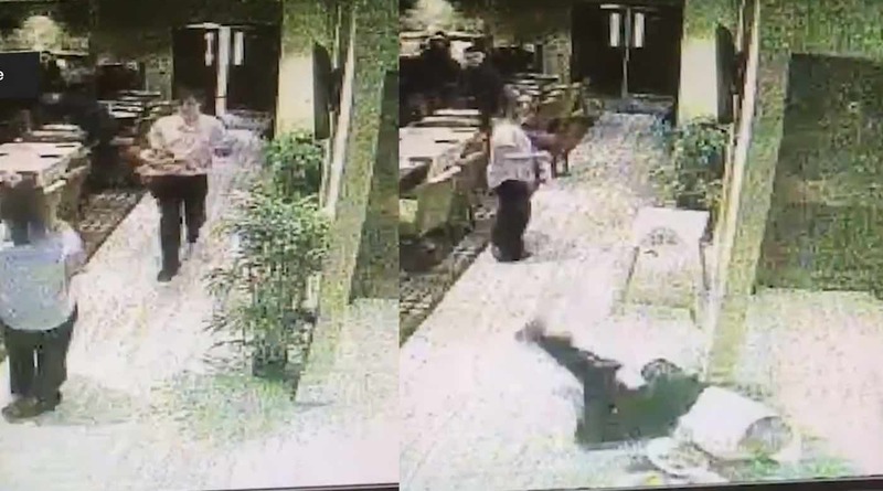 Видео: «Официант-акробат» упал, когда нес четыре блюда – и не выронил ни одного (видео)