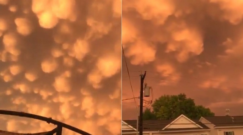 Погода: В США после шторма появились ярко-оранжевые облака необычной формы (видео)