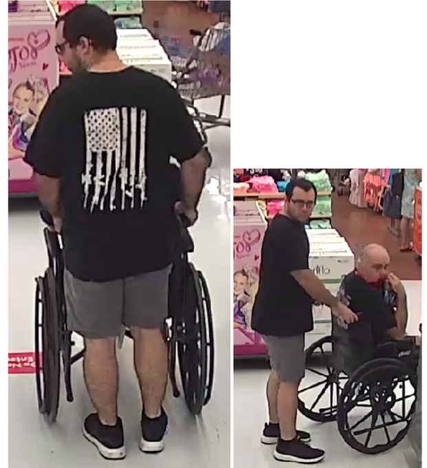 фотографии подозреваемого, толкающего инвалидную коляску