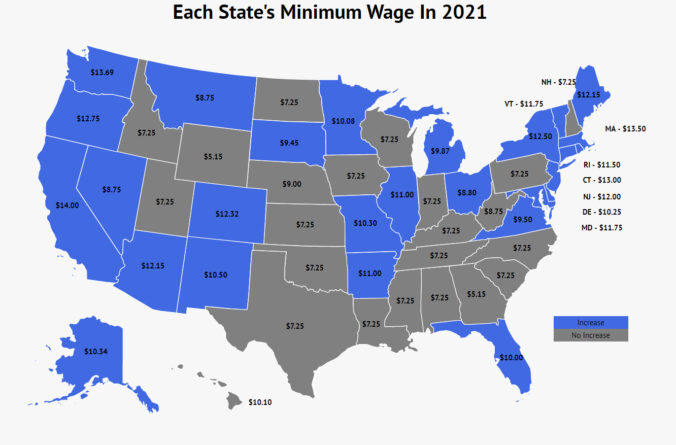 карта сша с зарплатой по штатам