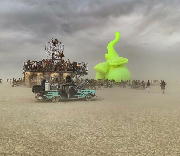 скульптура слона в пустыне