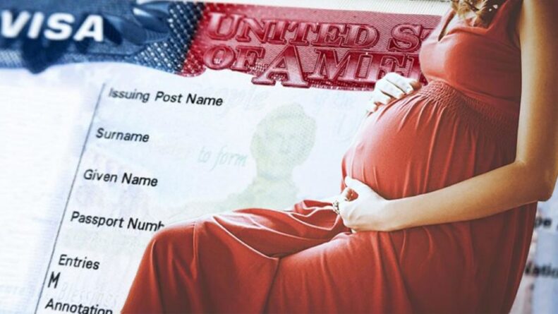 беременная на фоне американской визы